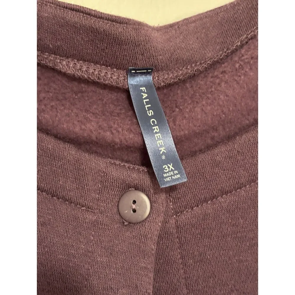 Vintage Falls Creek Embroidered Cardigan Burgundy Floral Button Front Plus 3X‎
